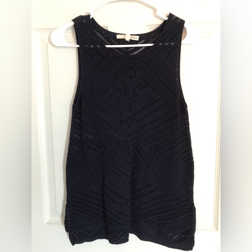 Navy Sleeveless Crochet Top/Sweater